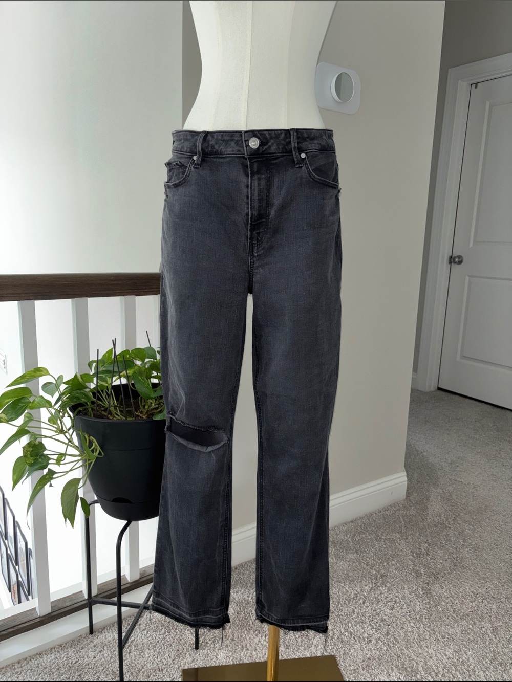 PAIGE Washed Black High-Rise Jeans